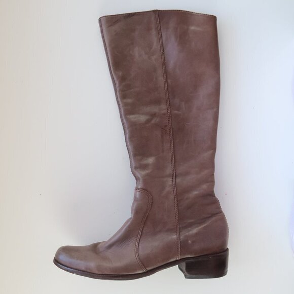 Via Uno With Vibram Sole Brown / Taupe Leather Knee-length Riding Boots - Picture 7 of 10